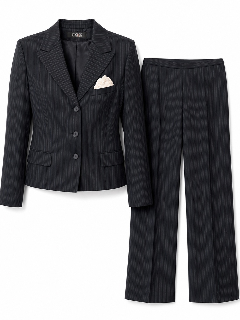Kasper Black Pinstripe Women's Jacket & Trouser Set